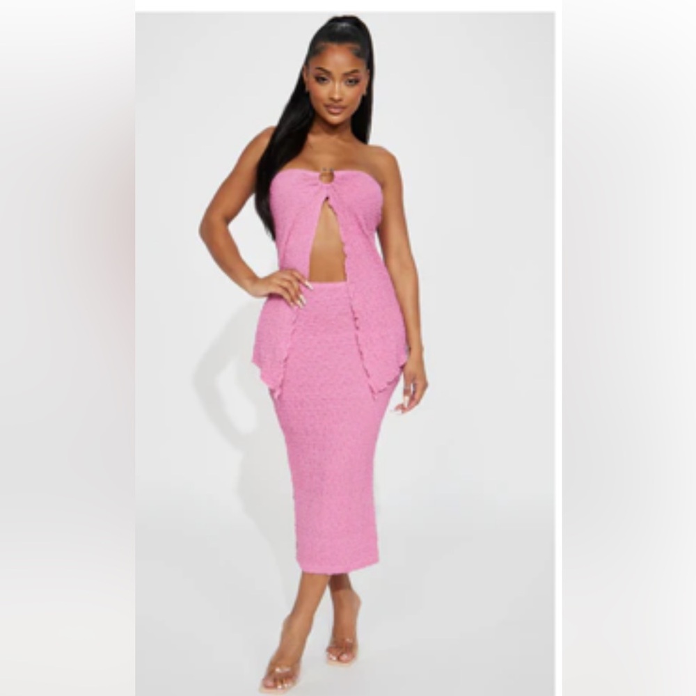 Pink Textured Two-Piece Set